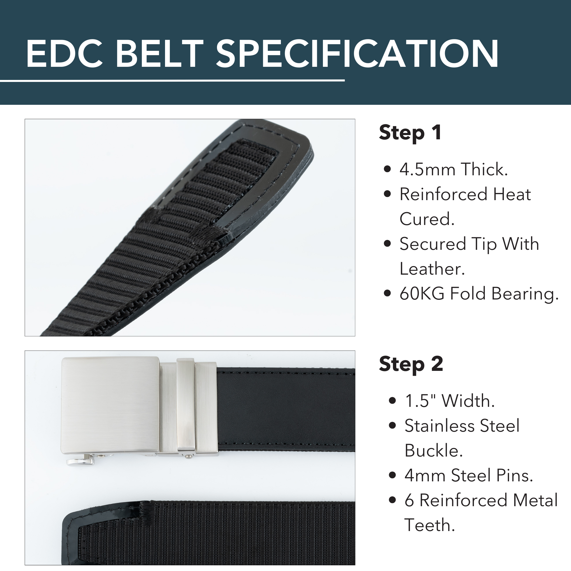Stealth EDC Belt – Leather & Ballistic Nylon Hybrid for Concealed Carry