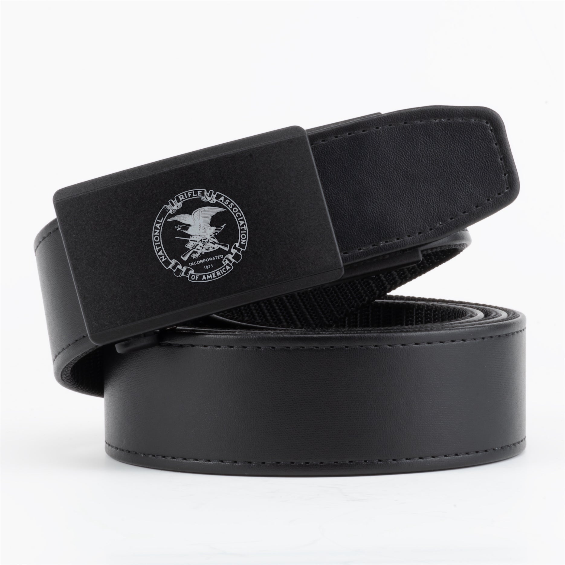 NRA Classic Stealth EDC Belt - 1.5" Width Leather & Ballistic Nylon Hybrid for Everyday Carry