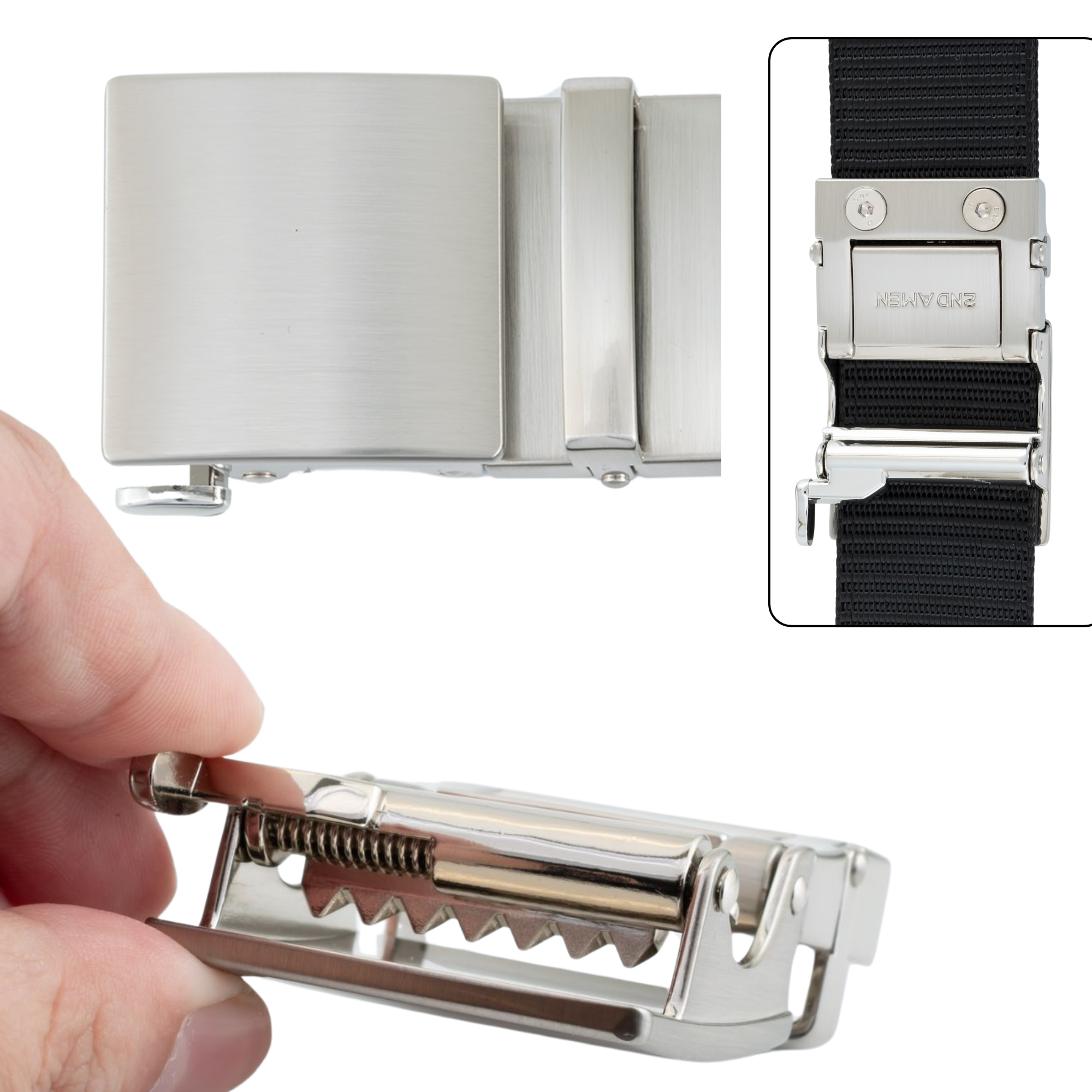 2ND AMEN Gun Belt - Teeth Lever Buckle - Chrome Finish