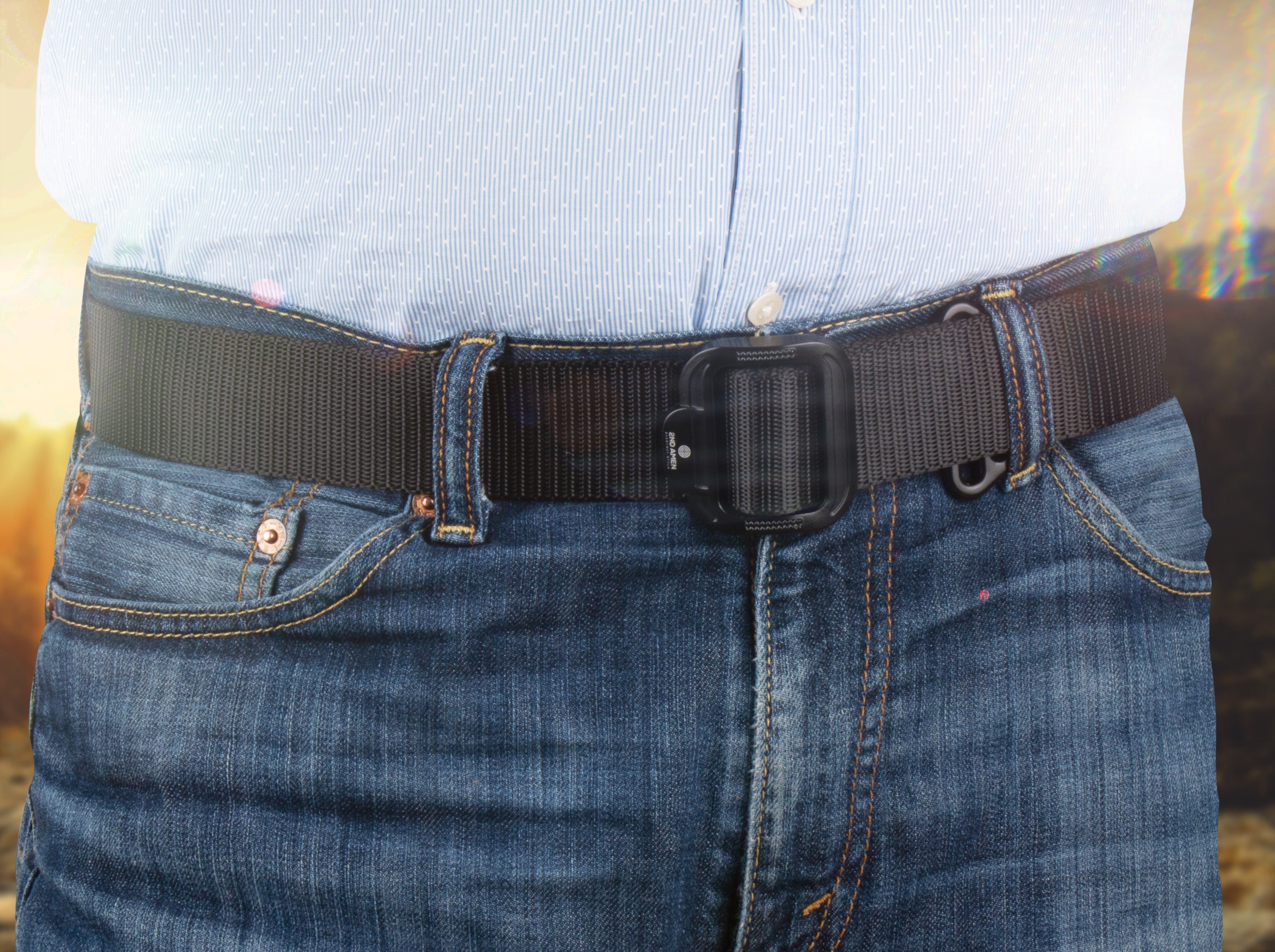 2ND Amen Men's Tactical 1.5 Inch Convertible TDU Rigger with Black Nylon webbing belt & Adjustable Metal Buckle Belts 2ND AMEN