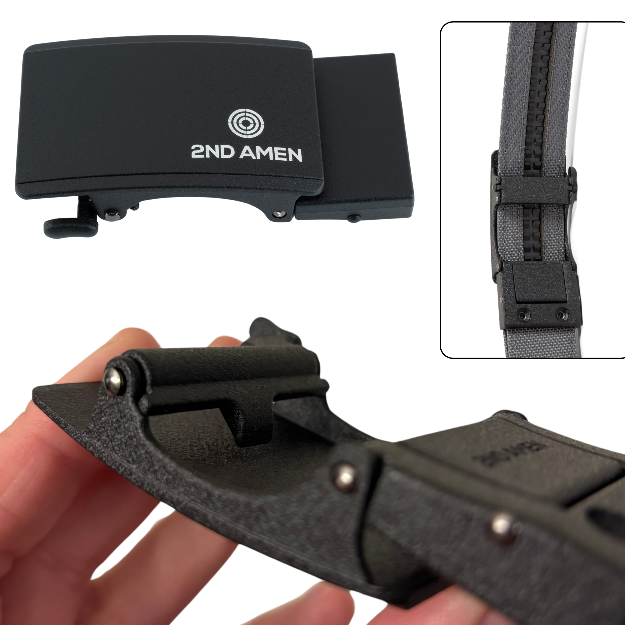 2ND AMEN Gun Belt - Ratchet Track Buckle - Logo Black