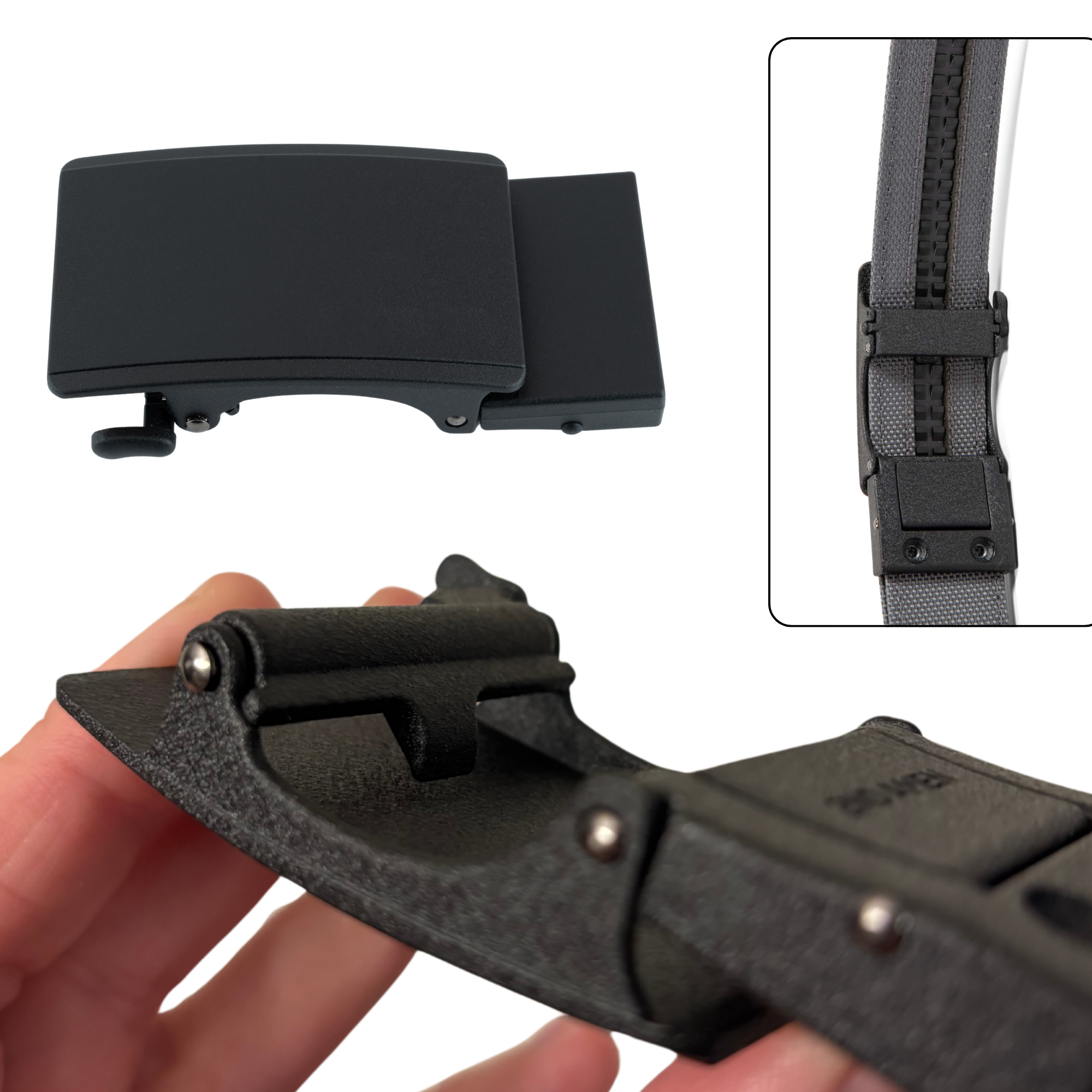 2ND AMEN Gun Belt - Ratchet Track Buckle - Plain Black