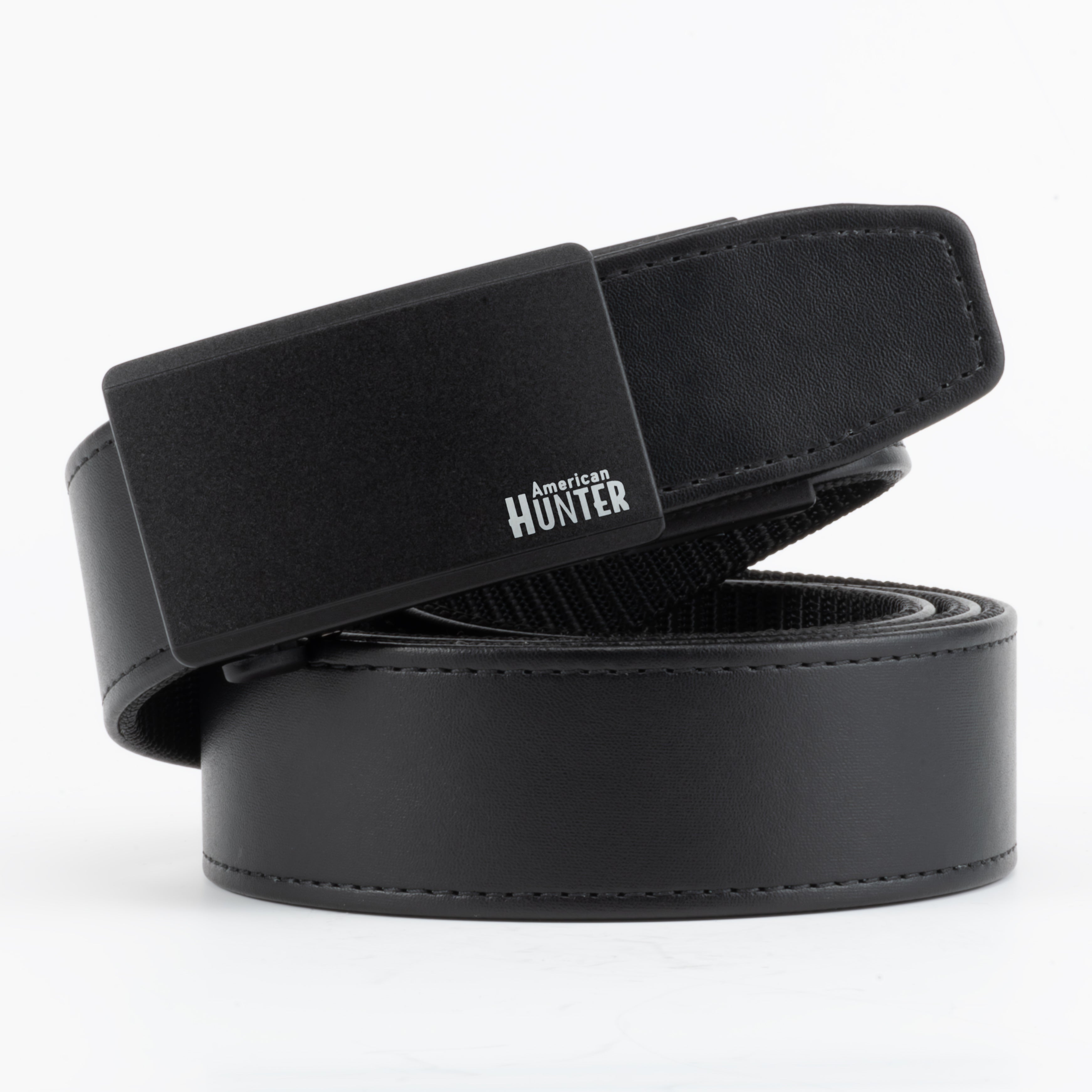 NRA American Hunter Stealth EDC Belt - 1.5" Width Leather & Ballistic Nylon Hybrid for Everyday Carry