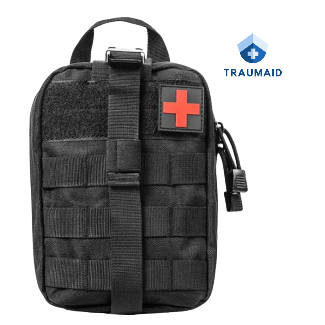 First Aid Kit IFAK Trauma Kit with One Handed Application Tourniquet with Chest Seal Israelie Bandage and 36" Splint for First Aid Response - 93 Pieces Black