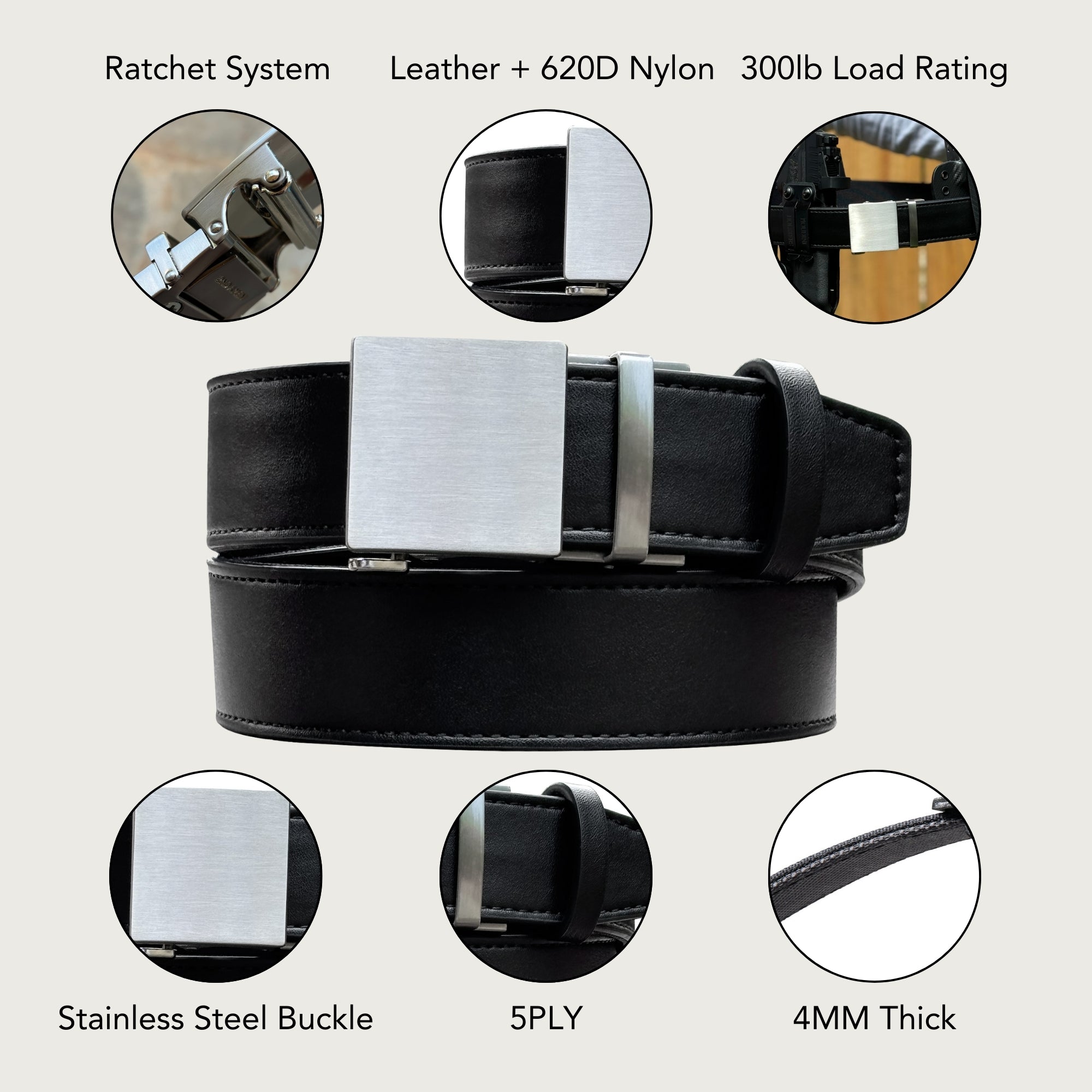 Stealth 1.0 Leather Gun Belt 1.5"