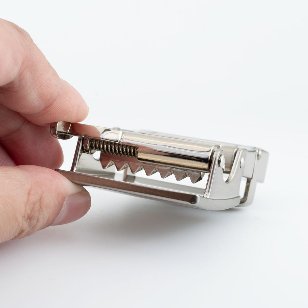 2ND AMEN Chrome Covert Clip Plain Teeth Lever Buckle