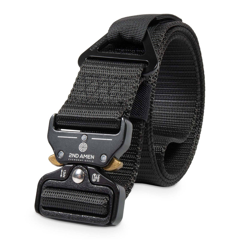 2ND AMEN 1.5" Tactical EDC Belt with Nylon Webbing. Quick Release Technology and Durable V-ring, Black. Belts 2ND AMEN Small Black 