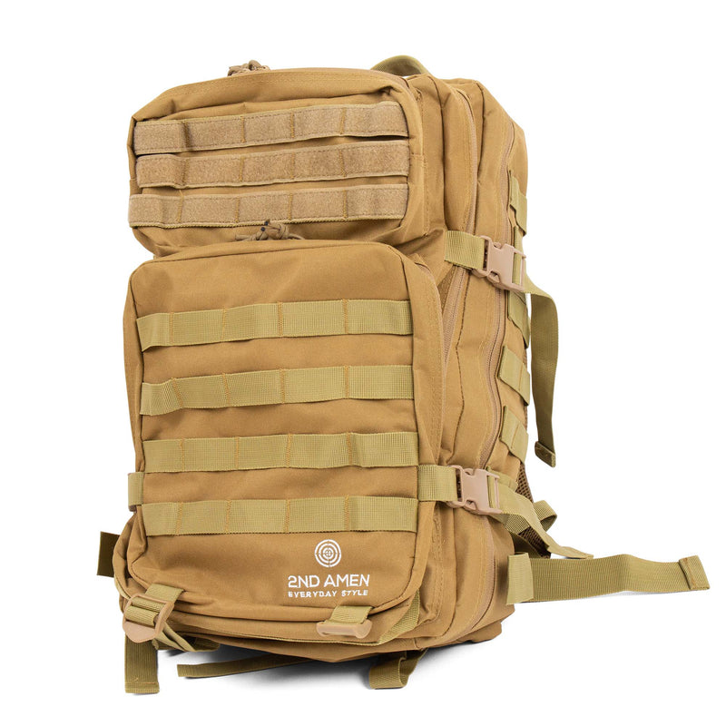2ND AMEN Tactical Military Backpack - 3 Day Assault Army Rucksack with Molle Webbing - 45L Capacity Apparel & Accessories 2ND AMEN Tan 